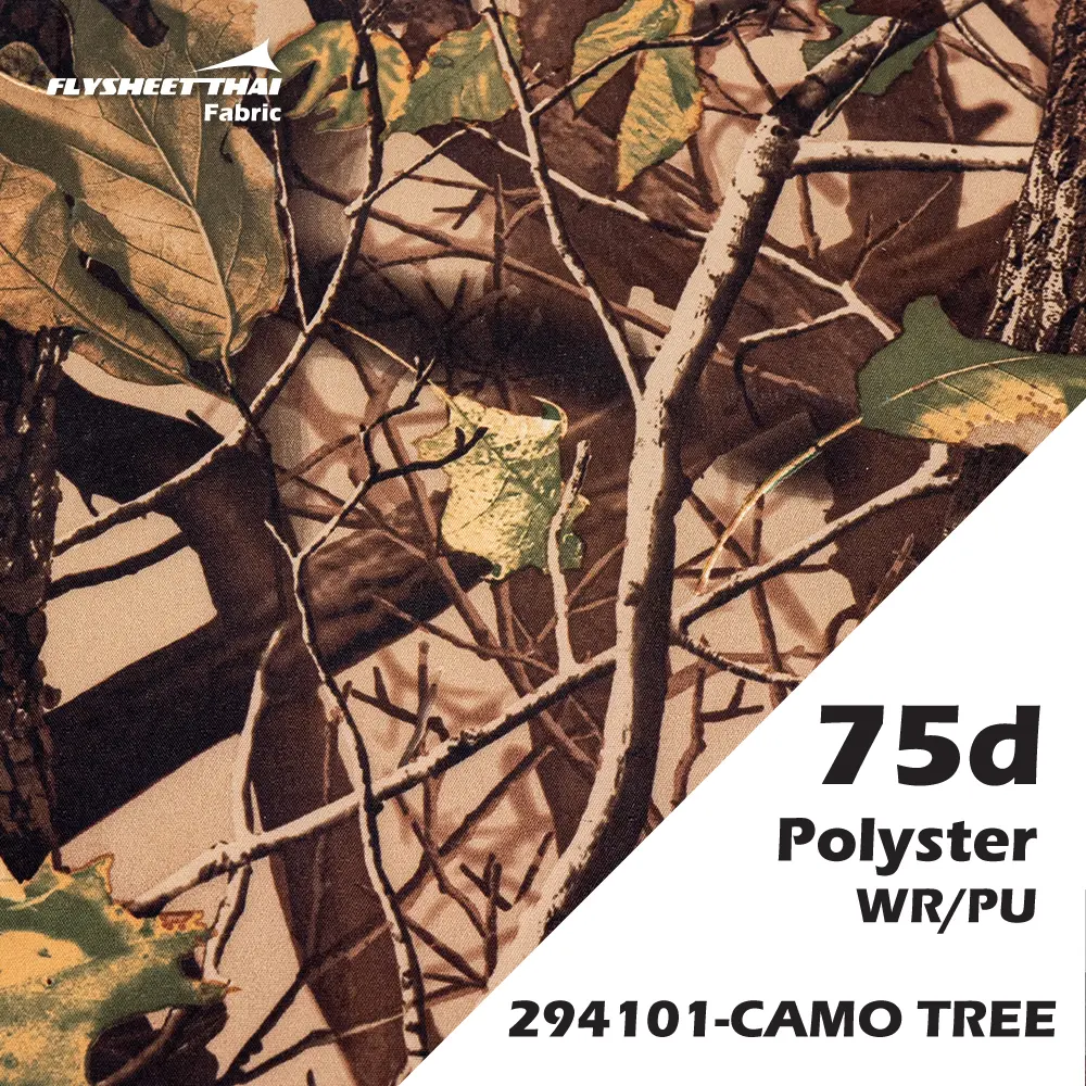 75d PU PRINT CAMO TREE (ผ้าม้วน)
