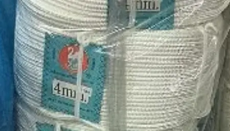 [T22 _30050501] เชือกถัก 4 mm สีขาว (ม้วน)